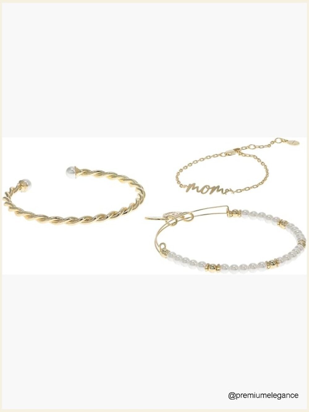 Set of 3 Mom Script Bracelets - Expandable Wire Bangle